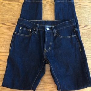 MNML Minimal JEANS ~ Button Fly Zippered Ankles Dark Wash ~ Straight Leg - 28